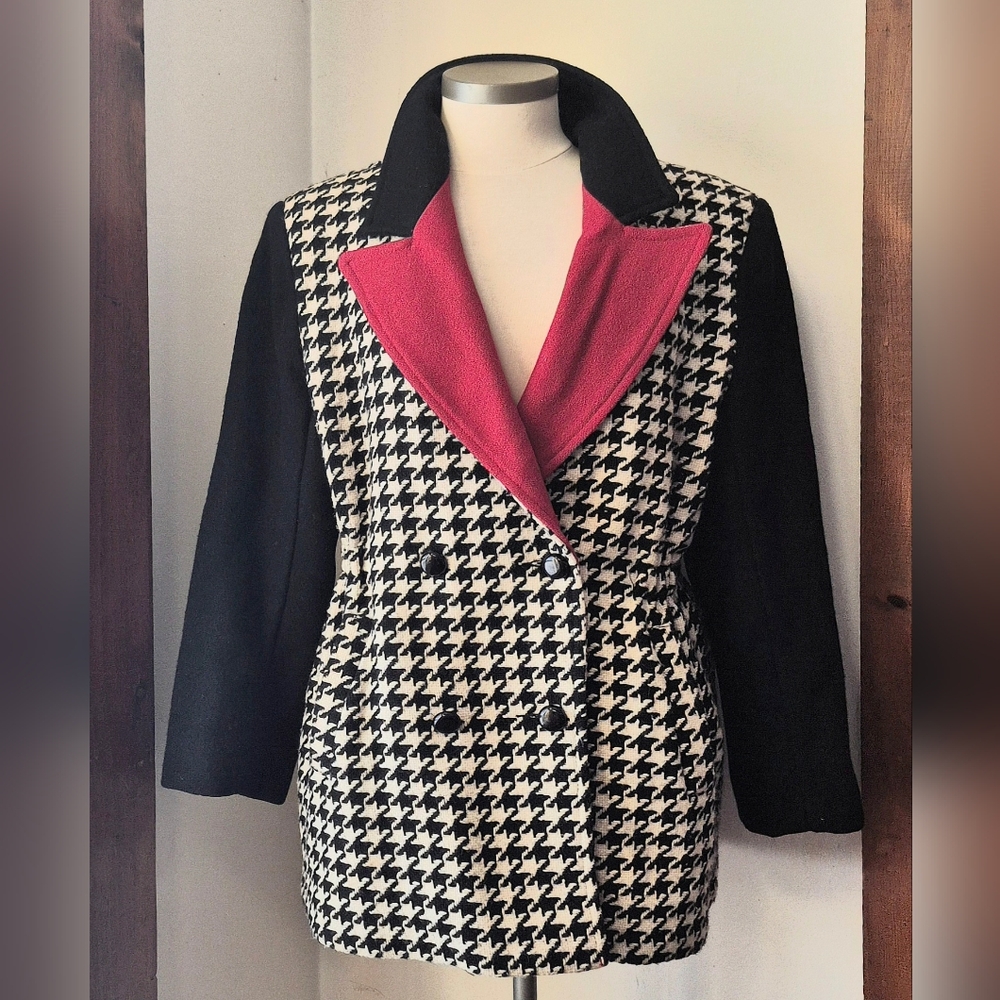 Double Breasted Houndstooth Coat